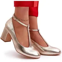 Butosklep Pumps aus Kunstleder mit Blockabsatz in Gold Raniyah 36