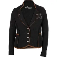 Hangowear Elegante Jacke QADIRA Anthrazit mit funkelndem Hirschmotiv und Hirschgeweih aus Kristallen