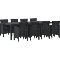 vidaXL Möbel 9-teiliges Garten Essset Anthrazit Poly-Rattan - Gartentische 3378732