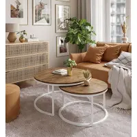 Lookway Runder Couchtisch CIRI 2in1 rund Eiche Artisan Stirling Wotan