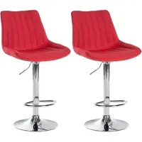 CLP 2er Set Barhocker Toni Stoff chrom rot