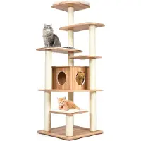 Goplus 175cm Katzenbaum mit 6 Plattform, Kletterbaum Katzenkratzbaum mit Höhle Spielbaum für Katzen, Katzenmöbel, Katzenstämme