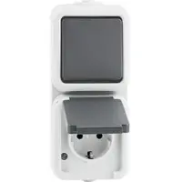 PEHA by Honeywell AP-Kombination IP 44, Wechsel-Schuko, grau D 6666 WAB