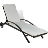 Furnicato Sonnenliege mit Polster & Rollen Poly Rattan Braun