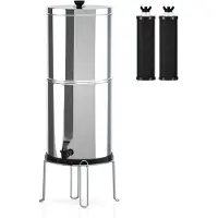 Lixada Schwerkraft-Wasserfiltersystem Wasserfiltrationseimer mit Staender fuer Zuhause, Outdoor, Camping, Wandern, Notfallvorsorge