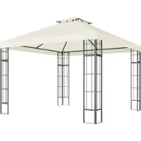 Welikera 3 x 3 m Garten-Pavillon, 2-Stufen-Dach-Design, UV30+ Schutz, UV-beständig, Sonnenschutz, Metallrahmen, Cremeweiß