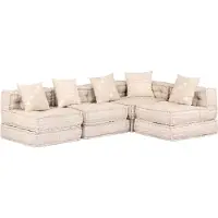vidaXL 4-Sitzer Modularer Pouf Beige Stoff