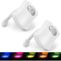 Maximex 2er Set LED Toilettenlicht mit Bewegungsmelder WC Nachtlicht Toiletten Lampe Beleuchtung Klolicht mit Farbwechsel Batterie