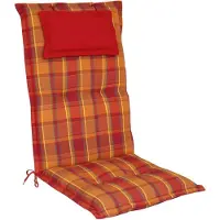 Kettler Polen elGiga Hochlehner-Auflage Classic Rot Orange kariert 120 x 50 x 8 cm