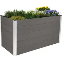 Dobar großes Hochbeet aus WPC, moderner Pflanzkasten im XXL-Format, 150 x 70 x 75 cm, WPC anthrazit