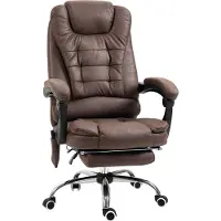 Dopwii Massage-Bürostuhl, Liege- & Wärmefunktion, drehbar, ergonomisch, bis 120 kg, Braun