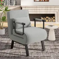 Hawthyhome 4-in-1-Klappstuhl multifunktionaler Leinen-Liegestuhl Rückenlehne verstellbares Schlafsofa für Wohnzimmer und Schlafzimmer, Dunkelgrau