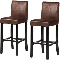 Home24 Barstuhl (2er-Set) - Braun - Microfaser - Gummibaum - 43 x 109 x 53 cm
