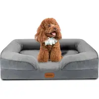 Nobleza Orthopädisches Hundebett, 71x58x17 cm, Memory Foam, waschbar & rutschfest, mit hohem Rand, grau, für kleine/mittelgroße Hunde