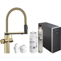 BLANCO Set Trinkwasserarmatur Choice Icona Satin Gold + Kühl- und Karbonisierungseinheit Choice.All
