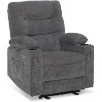 MCombo M Relaxsessel mit Liegefunktion, Fernsehsessel Elektrisch Verstellbar, TV Sessel, Recliner Chair, Chenille Stoff, 7033 (Grau)