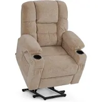MCombo M Fernsehsessel mit Aufstehhilfe Elektrisch, 3 Motoren, Relaxsessel mit Liegefunktion bis 170° Verstellbare Kopfstütze 7550 (Chenille, Beige)
