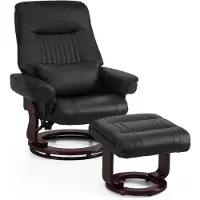 MCombo M Relaxsessel mit Liegefunktion, Lesesessel, 360° Drehbarer Fernsehsessel mit Hocker, mit Kissen & Seitentasche, TV-Sessel, 9035 (Schwarz)