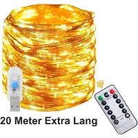 Feilicious LED Lichterkette LANG mit 200 LEDs, 20Meter 8 Modi Dekoration, USB Betrieben, ideal als Dekoration für Party, Geburtstag, Weihnachten