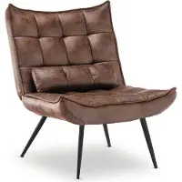 MCombo moderner Sessel Relaxsessel für Wohnzimmer, mit Taillenkissen, Retro Vintage Lesesessel Loungesessel Stuhl Polstersessel, 4779-1 (ohne Hocker, Braun-Mikrofaser)