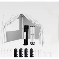 Markenlos Pavillon 3x3m mit 4 Seitenwänden, Pop-up Faltpavillon, wasserdicht, winterfest, höhenverstellbar, mit Rolltasche, Stahlgestell, UV-Schutz 50+, weiß