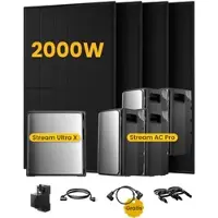 EcoFlow Stream Ultra X, All-in-One Speicher für Balkonkraftwerke, mit 4 x 500 Bifaziale Solarmodule, by Powerness - Stream Ultra X + 4 x Stream AC Pro | 11520Wh / 1 x Smart Meter / Standardversand