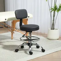 SUGIFT Bürostuhl höhenverstellbar, Drehstuhl mit Fußstütze, Schreibtischstuhl Kunstleder, Schwarz | 78–92 cm | 360° drehbar | Klasse-3-Gaslift