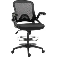 Vinsetto Mesh Zeichenstuhl Ergonomischer Bürostuhl mit Rollen drehbar Schwarz