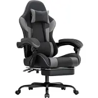 XTEILC Gaming Stuhl mit Lendenstütze Computer-Stuhl Ergonomischer Sitzhöhe und Rückenlehne Verstellbar Kunstleder Bürostuhl Belastbar 200KG Schwarzgrau