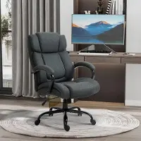 SUGIFT Bürostuhl ergonomisch, Drehstuhl Schreibtischstuhl mit gepolsterter Armlehne, bis 220 kg belastbar, Dunkelgrau | 80 x 72,5 x 118 cm