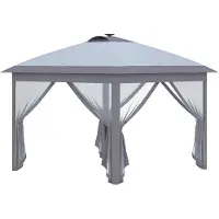 Outsunny Pavillon Faltpavillon mit Solar LED USB 3,3x3,3m Gartenpavillon Grau