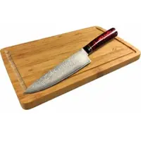 Grillfürst Schneidebrett und Premium Damast Hochmesser Set