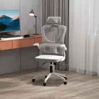SUGIFT Bürostuhl ergonomisch Mesh-Bezug, Schreibtischstuhl höhenverstellbar, Drehstuhl mit Kopfstütze, Grau | 45–53 cm Sitzhöhe | bis 120 kg | Lendenstütze