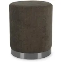 Bizzotto Hocker Ernestine aus Stoff, modern gepolstert, dunkelbraun, rundes Design von
