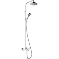 Hansgrohe Brause-System 200 1jet Vernis Blend Handbrause, Kopfbrause Ø 205 mm und Thermostat chrom