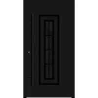 Haustuerenland.de Aluminium Haustür "FRAUKE" 82 mm RC2 BLACKLINE 8 Sprossenfelder Tiefschwarz RAL 9005 beidseitig innen öffnend DIN links