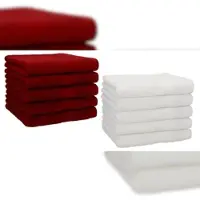 Betz 10 Stück Gästehandtücher PREMIUM 100% Baumwolle Gästetuch Set 30x50 cm rubinrot und weiß