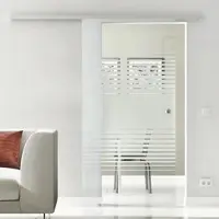 Levidor Glasschiebetür Komplettset 65 x 217,5 cm Lübeck Aluminium mit Griffmuschel und SoftClose