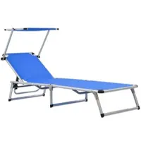 Furnicato Sonnenliege Klappbar Mit Sonnenschutz Alu Und Textilene Blau
