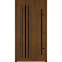 Haustuerenland.de Flügelüberdeckende Aluminium Haustür "NAOMI" 82 mm RC2 BLACKLINE Golden Oak holzähnlich beidseitig innen öffnend DIN rechts