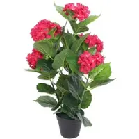 Furnicato Künstliche Hortensie mit Topf 60 cm Rot