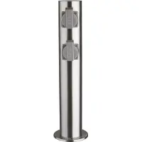 Heitronic Außensteckdose 4-Fach IP44 Edelstahl V2A Ø118x470mm 3680W/ 16A