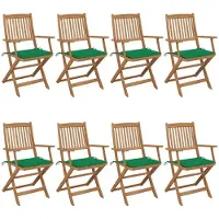 vidaXL Eleganten-Stil Klappbare Gartenstühle 8 Stk. mit Kissen Massivholz Akazie,Gartenstühle CHY68497