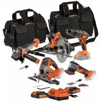 Dual Power 5-teiliges Werkzeugset - DOPPELLEISTUNG - 20 V - Bohrschrauber + Winkelschleifer + Multifunktionswerkzeug + Sägen (Kreissäge, Stichsäge)
