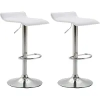 DELUKE 2er Set Barhocker DERID - Kunstleder Weiß 36x39x63 cm Silber | Barstuhl Höhenverstellbar Drehbar Tresenhocker Tresenstuhl Kneipenhocker Kneipenstuhl