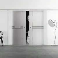 Levidor Doppelglasschiebetür Komplettset 2x 77,5 x 217,5 cm München Aluminium mit Griffmuscheln und SoftClose