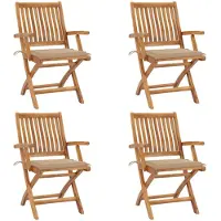 Syfax Klappbare Gartenstühle mit Kissen 4 Stk. Massivholz Teak