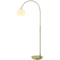 LINDBY Bogenlampe Cynthia, messingfarben, Glas, 140 cm, E27