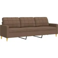 vidaXL 3-tlg. Sofagarnitur mit Fußhocker Braun Stoff