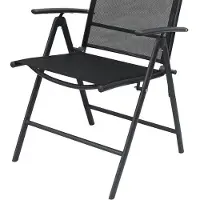 Mojawo Garten Klappstuhl Hochlehner 7-Positionsstuhl Metall Textilen Schwarz